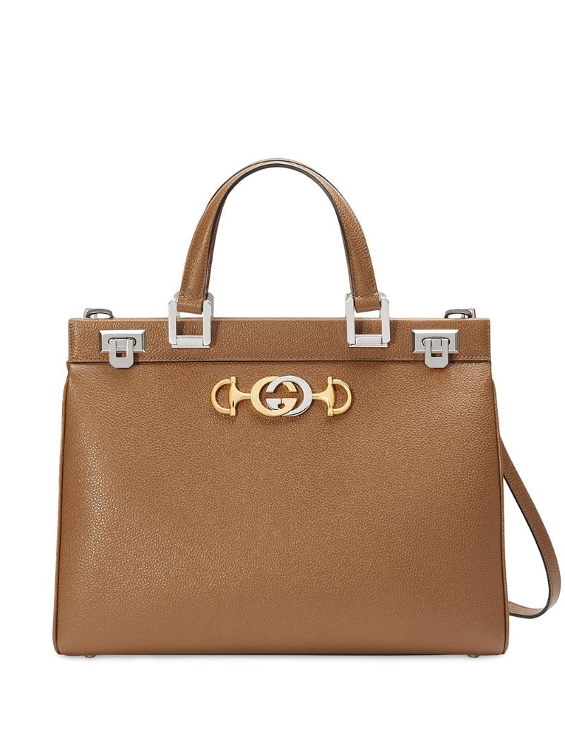 Gucci - Gucci Zumi grainy leather medium top handle bag - women - Leather/metal - One Size - Brown