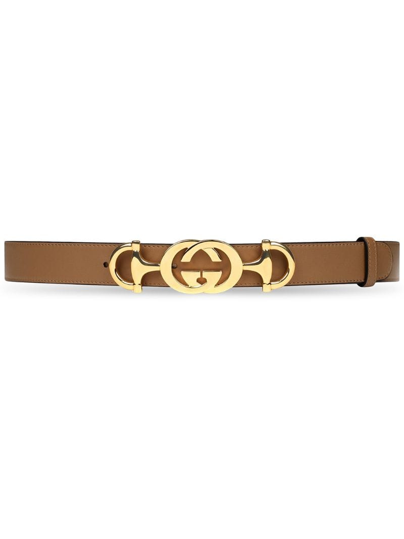 Gucci - Leather belt with Interlocking G Horsebit - women - Leather/metal - 70, 75, 80, 85 - Brown