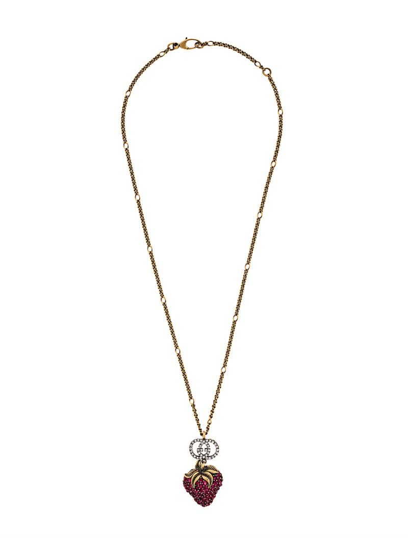 Gucci - strawberry pendant necklace - men - Crystal/metal - One Size - GOLD