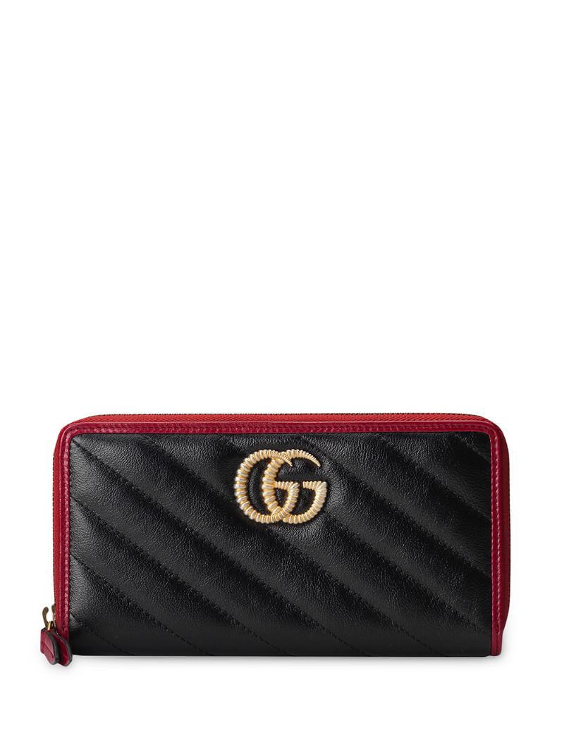 Gucci - GG marmont wallet - women - Leather/Silk/metal - One Size - Black