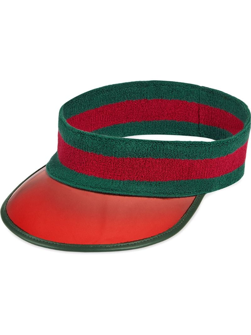 Gucci - vinyl visor with Web - men - Cotton/Spandex/Elastane - L, XS, S, M - Green