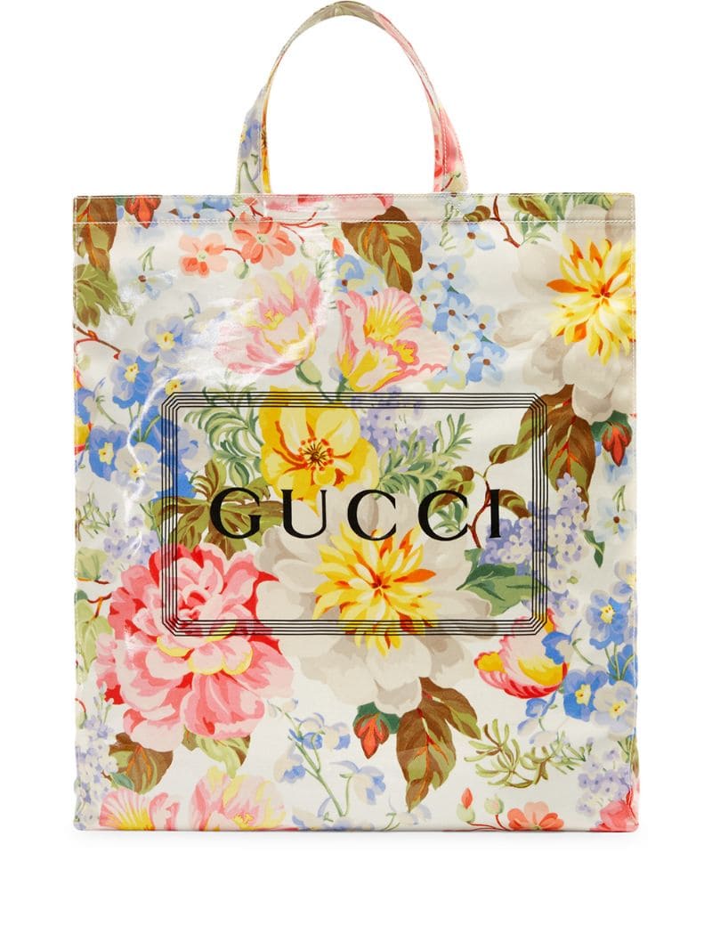 Gucci - Medium Gucci print floral tote - men - Cotton - One Size - White