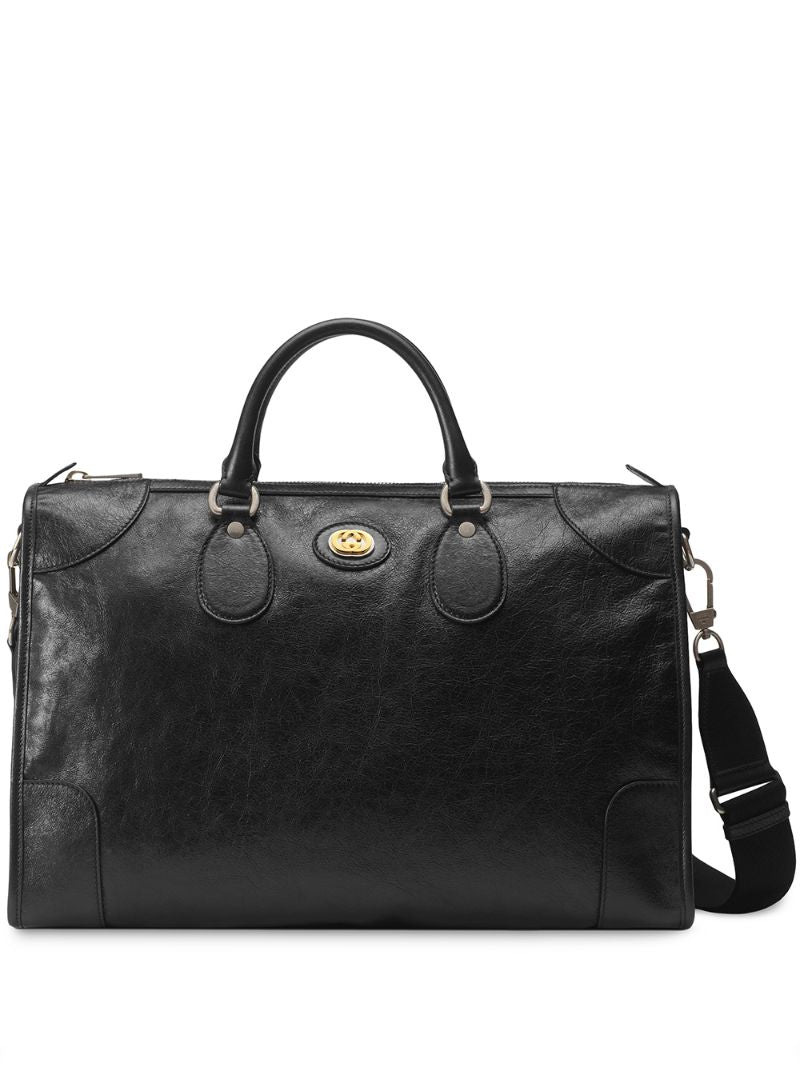 Gucci - Medium soft leather duffle - men - Cotton/Leather/Linen/Flax - One Size - Black