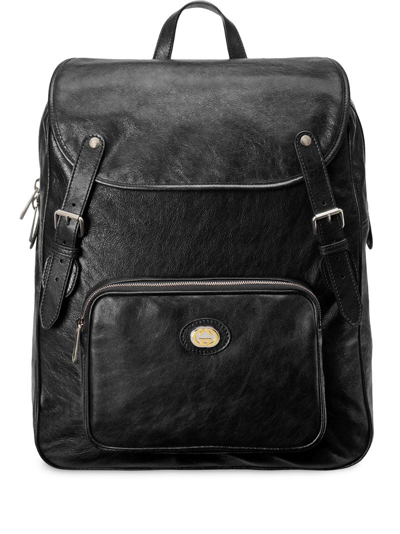 Gucci - Medium soft leather backpack - men - Cotton/Linen/Flax/Leather - One Size - Black