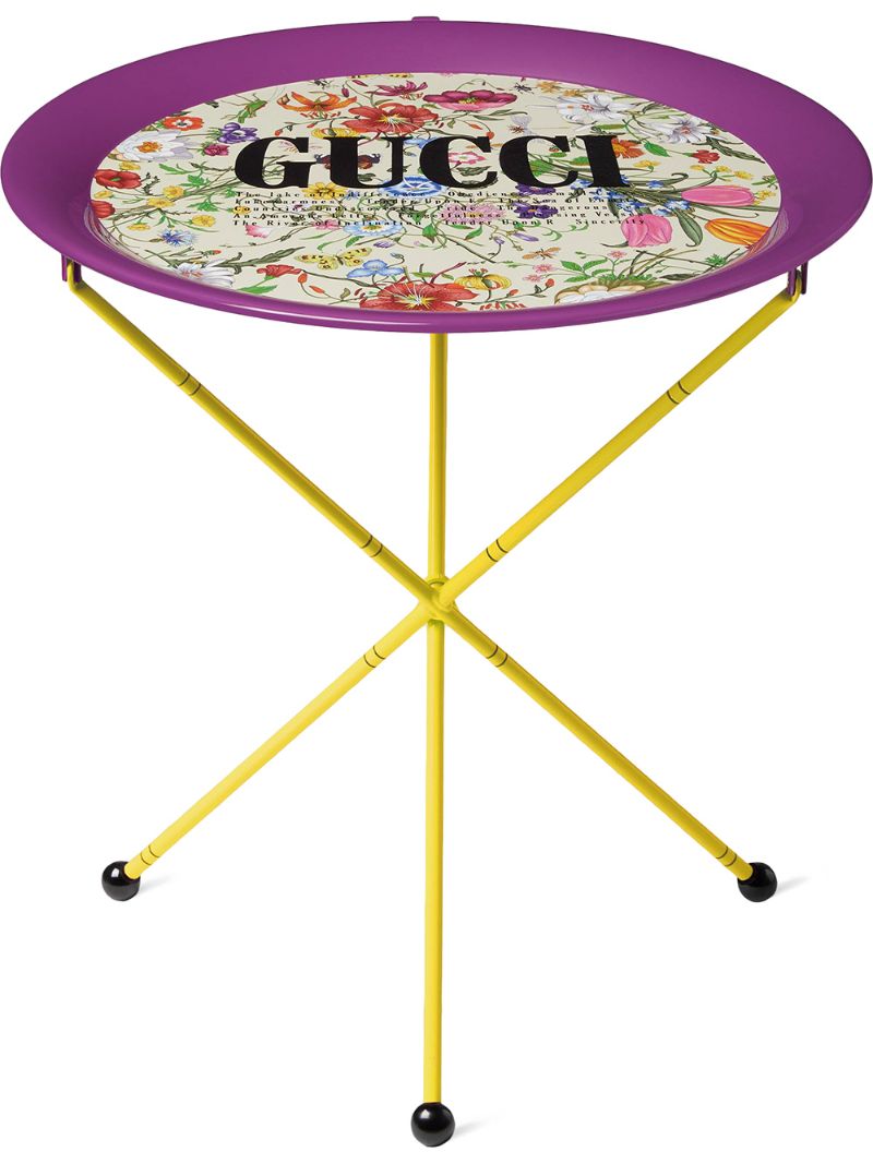 Gucci - Flora print metal folding table - unisex - metal - One Size - PINK