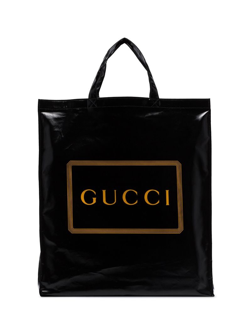 Gucci - logo-print tote bag - men - Polyurethane - One Size - Black