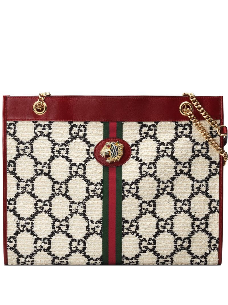 Gucci - Rajah GG tweed large tote - women - Microfibre/Leather/Wool - One Size - White