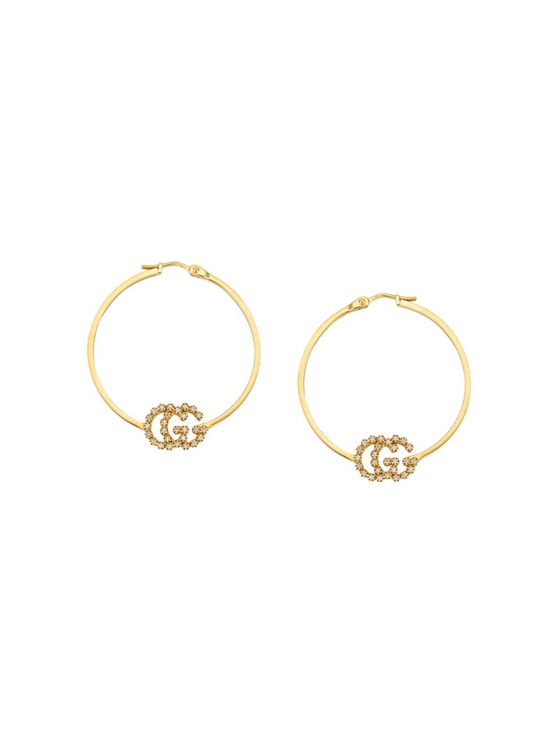 Gucci - GG Running earrings with diamonds, small - women - White Diamond/18kt Yellow Gold - One Size - GOLD
