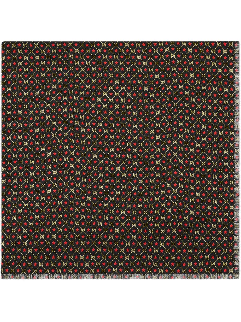 Gucci - Shawl with GG star print - men - Modal/Silk - One Size - Black
