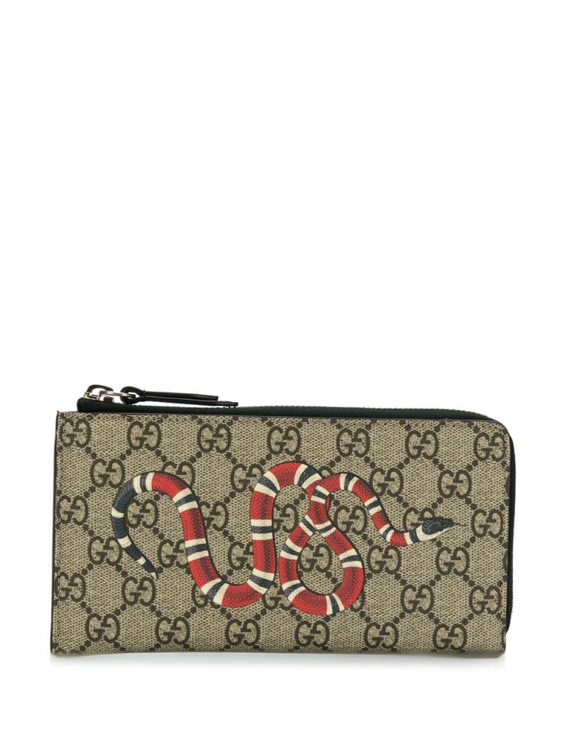Gucci - Kingsnake print GG supreme wallet - men - Polyurethane - One Size - NEUTRALS