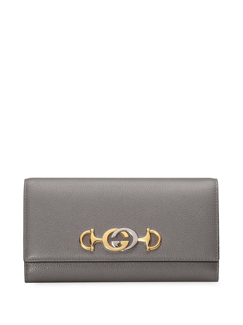 Gucci - Zumi continental wallet - women - Leather - One Size - Grey