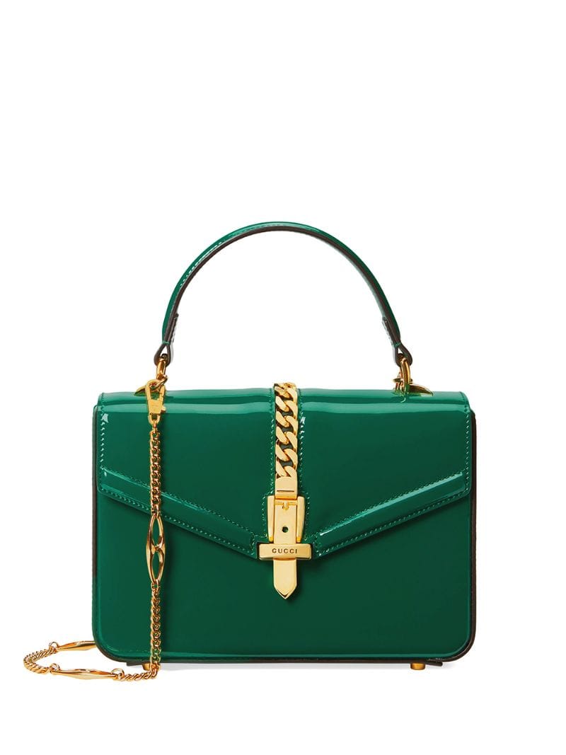 Gucci - Sylvie 1969 mini shoulder bag - women - Patent Leather/Leather - One Size - Green