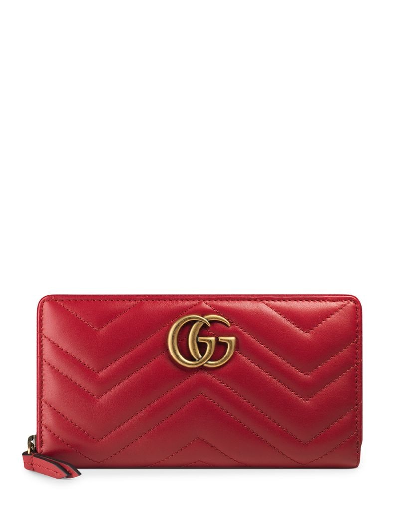 Gucci - GG Marmont zip around wallet - women - Leather - One Size - Red