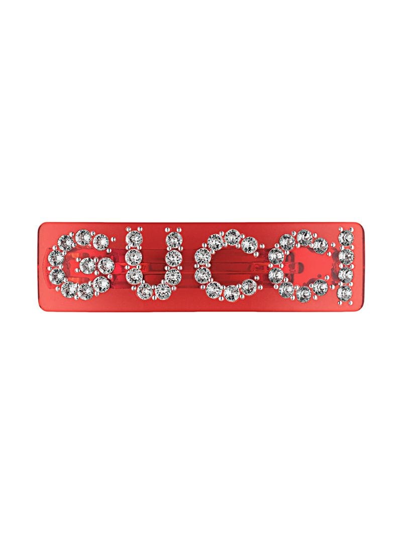 Gucci - Crystal Gucci single hair barrette - women - Resin/Rhinestone/metal - One Size - Red