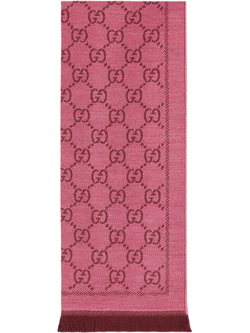 Gucci - GG jacquard pattern knitted scarf - women - Wool - One Size - PINK