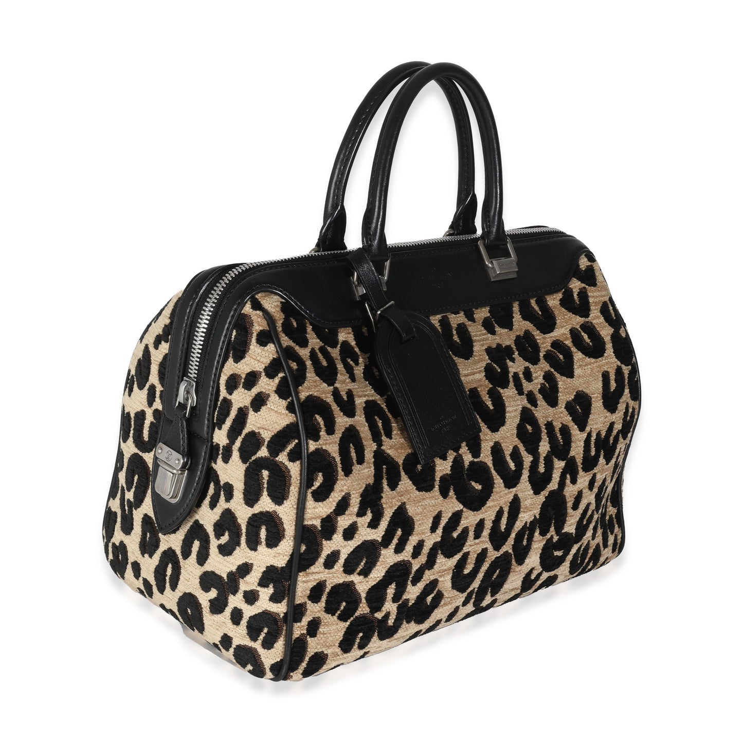 Louis Vuitton x Stephen Spro Veet Leopard Black Beige Speedy Handbag