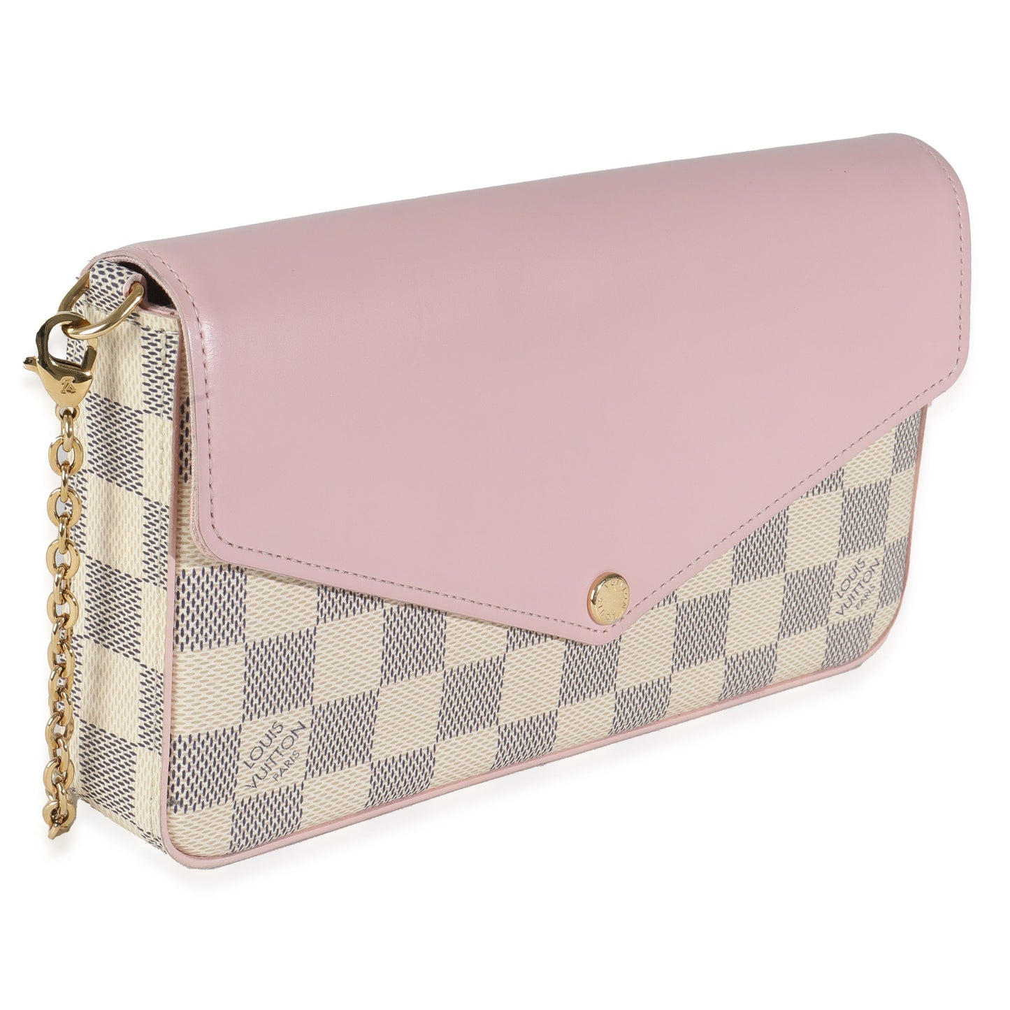 Louis Vuitton Eau De Rose Damier Azur Canvas Calfskin Clutch Bag