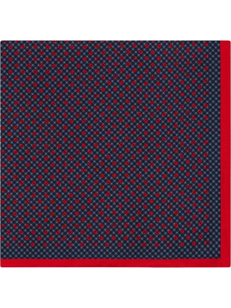 Gucci - clover print pocket square - men - Silk - One Size - Blue