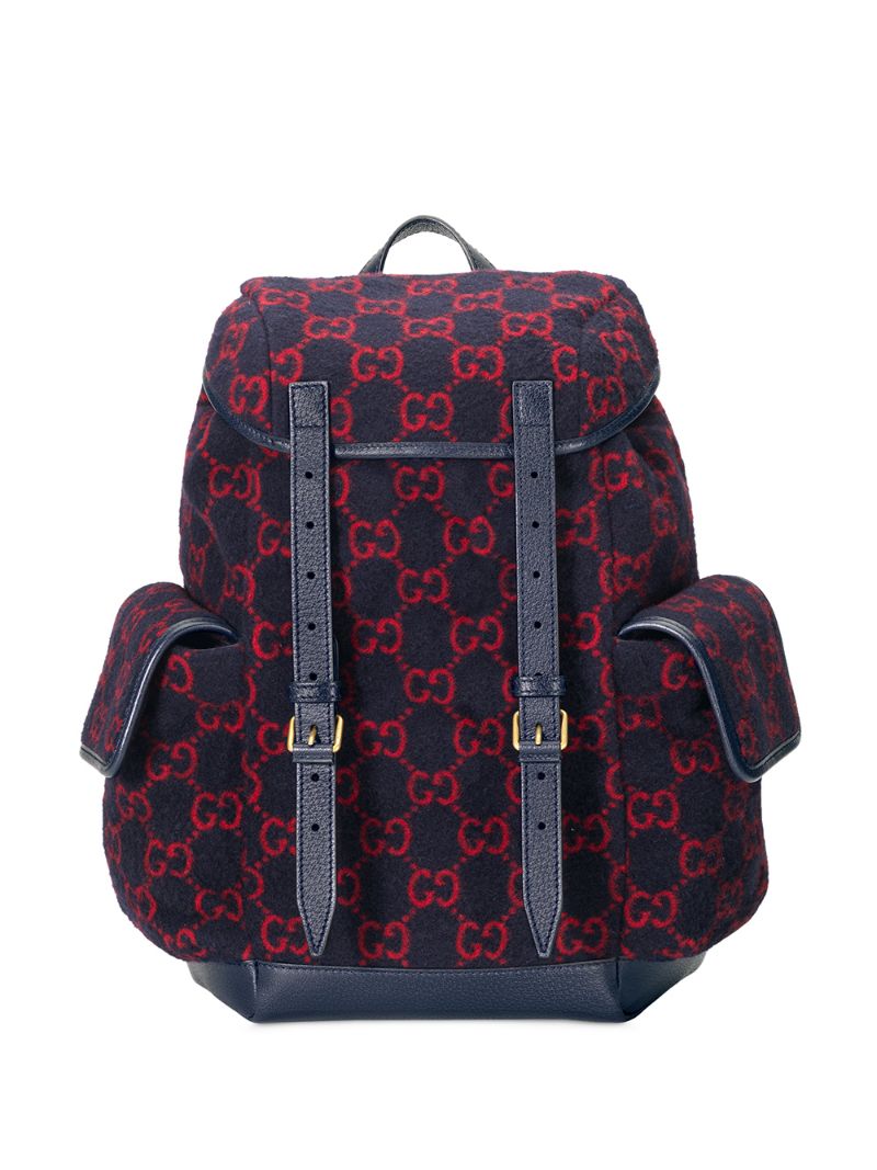 Gucci - monogram print backpack - men - Linen/Flax/Leather/Wool/metal - One Size - Blue