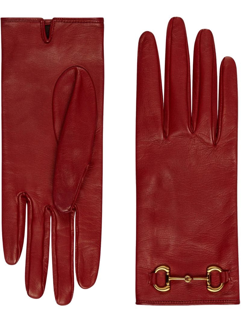 Gucci - Horsebit detail gloves - women - Leather/Cashmere - 6.5, 7, 7.5, 8, 8.5 - PINK