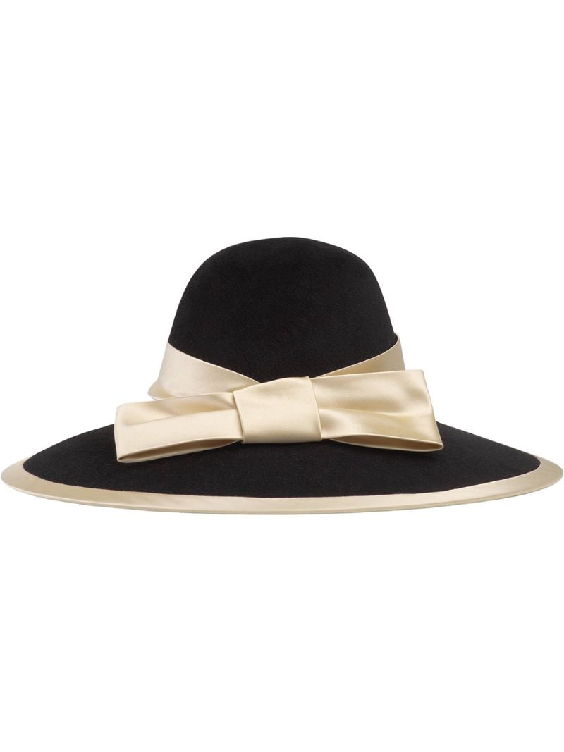 Gucci - satin ribbon wide brim hat - women - Polyester/Satin - L - Black