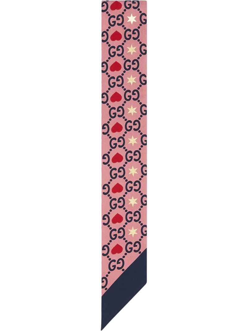 Gucci - graphic print monogram scarf - women - Silk - One Size - PINK