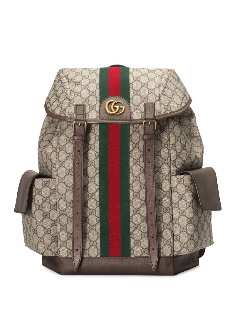 Gucci - monogram pattern backpack - men - Cotton/Leather/Nylon/Canvas - One Size - NEUTRALS