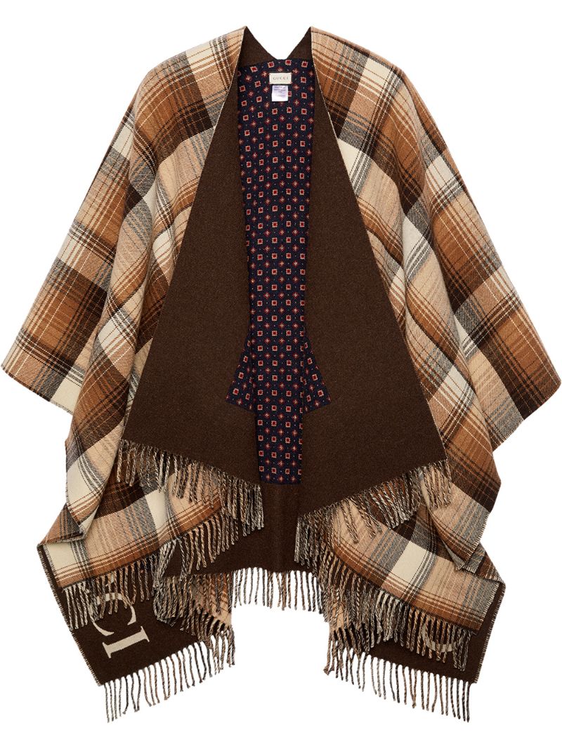 Gucci - reversible GG fringed poncho - men - Wool - One Size - Red