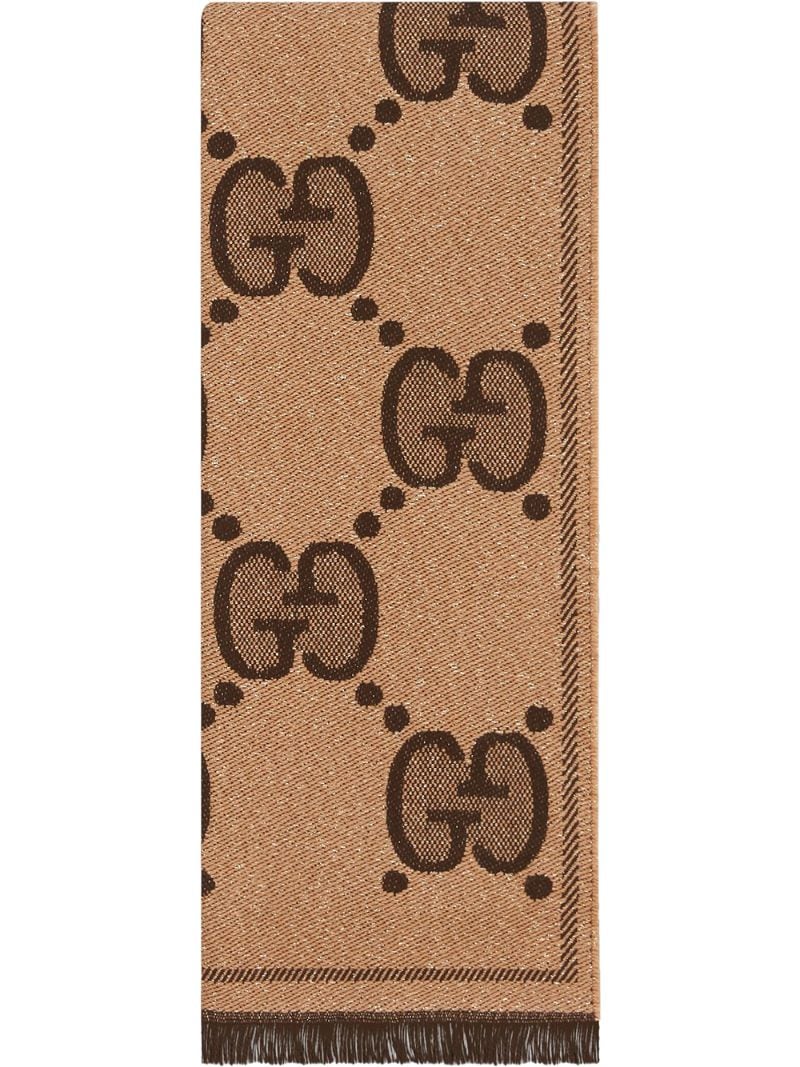 Gucci - GG logo scarf - women - Polyamide/Wool/Metallic Fibre - One Size - NEUTRALS