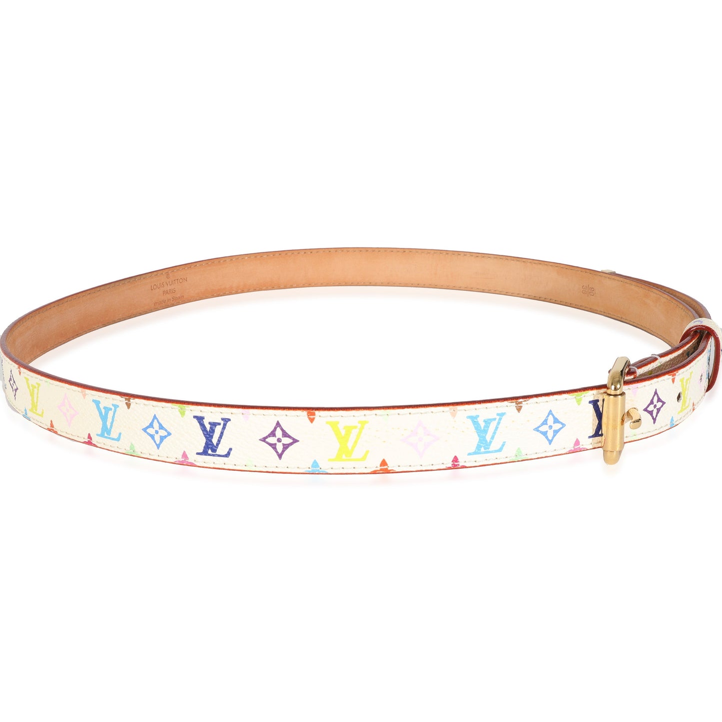 Louis Vuitton Buckle 90 36 Monogram Canvas White Multicolor Belt
