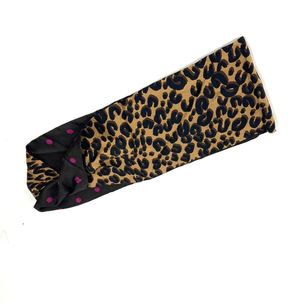 Louis Vuitton Scarf silk Leopard snood Brown Logo