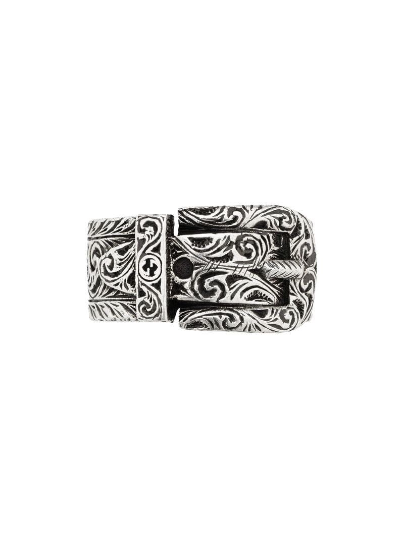 Gucci - buckle detail monogram ring - men - Sterling Silver - 50, 51, 52, 53, 54, 55, 56, 57, 58, 59, 60, 61, 62, 63, 64, 65 - SILVER