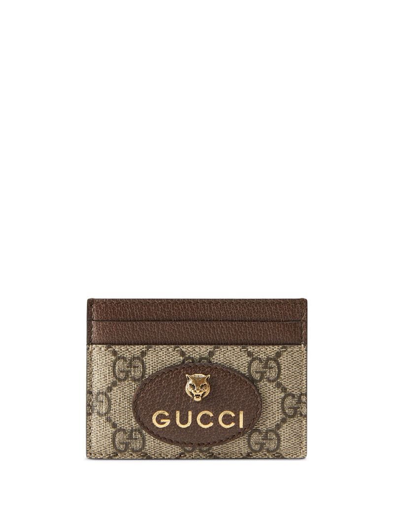 Gucci - GG Supreme feline head cardholder - men - Leather/Polyester/Microfibre - One Size - Brown