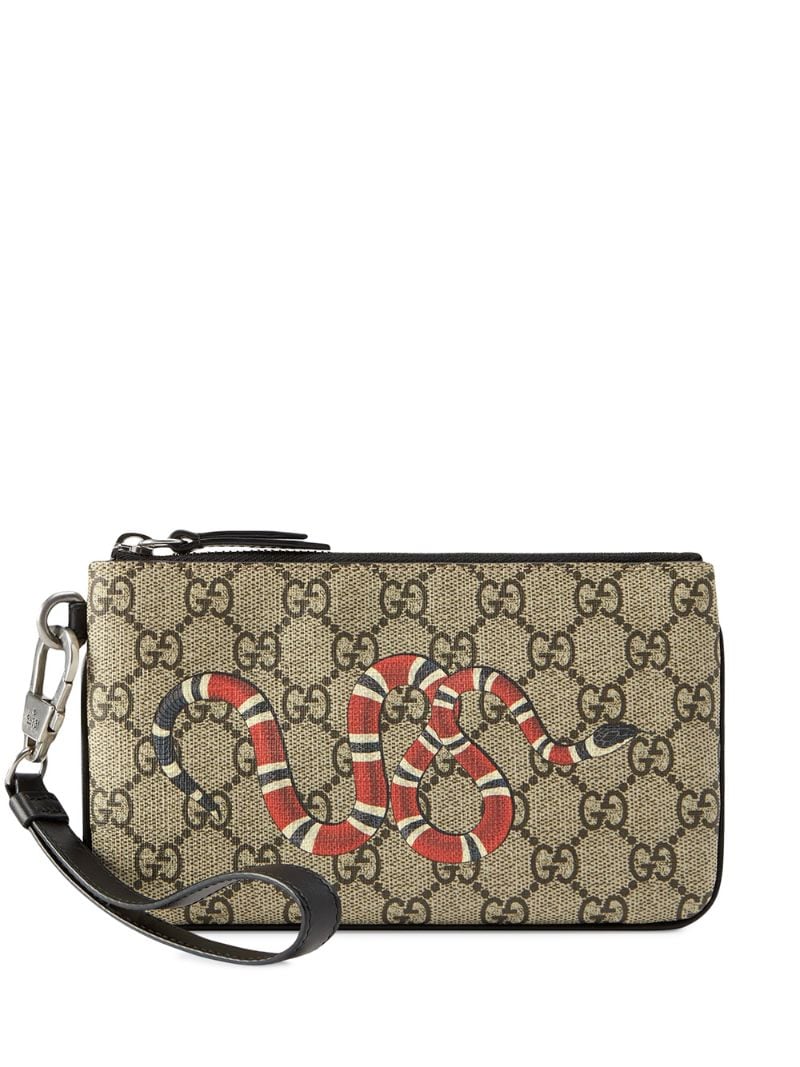 Gucci - GG Supreme snake print iPhone pouch - men - Cotton/Leather/Polyester/Canvas - One Size - Brown