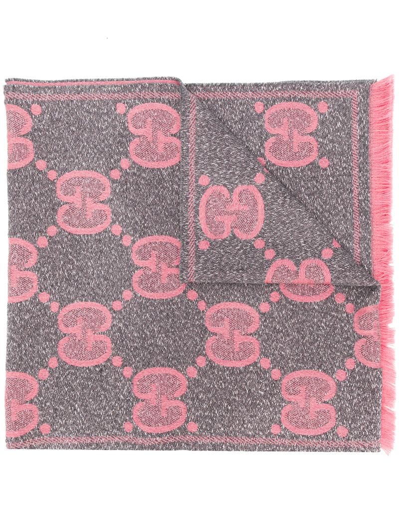 Gucci - GG Supreme metallic scarf - women - Wool/Polyamide/Metallic Fibre - One Size - Grey
