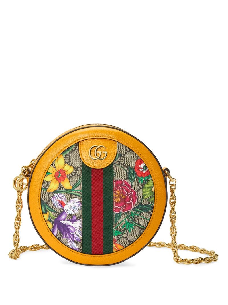 Gucci - mini Ophidia Flora pattern shoulder bag - women - Leather/Suede/Canvas/Microfibre - One Size - yellow