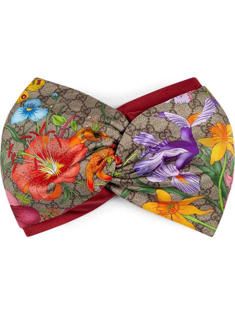 Gucci - Flora print head band - women - Silk/Polyamide - M - Brown