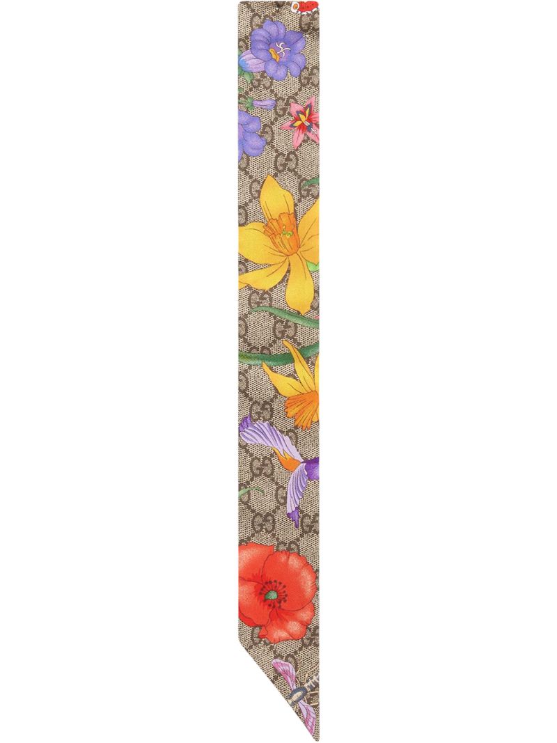 Gucci - Flora pattern scarf - women - Silk - One Size - Brown