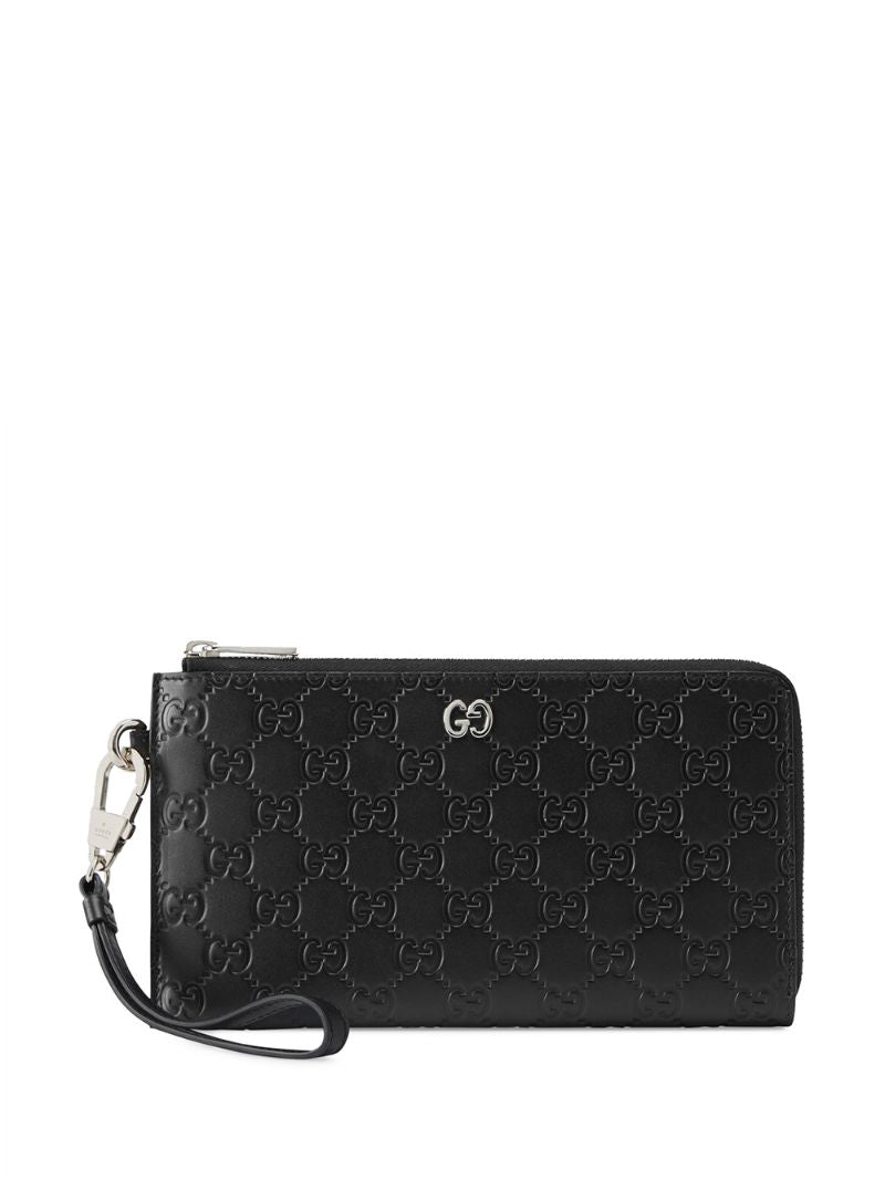 Gucci - monogram wallet pouch - men - Leather/metal - One Size - Black