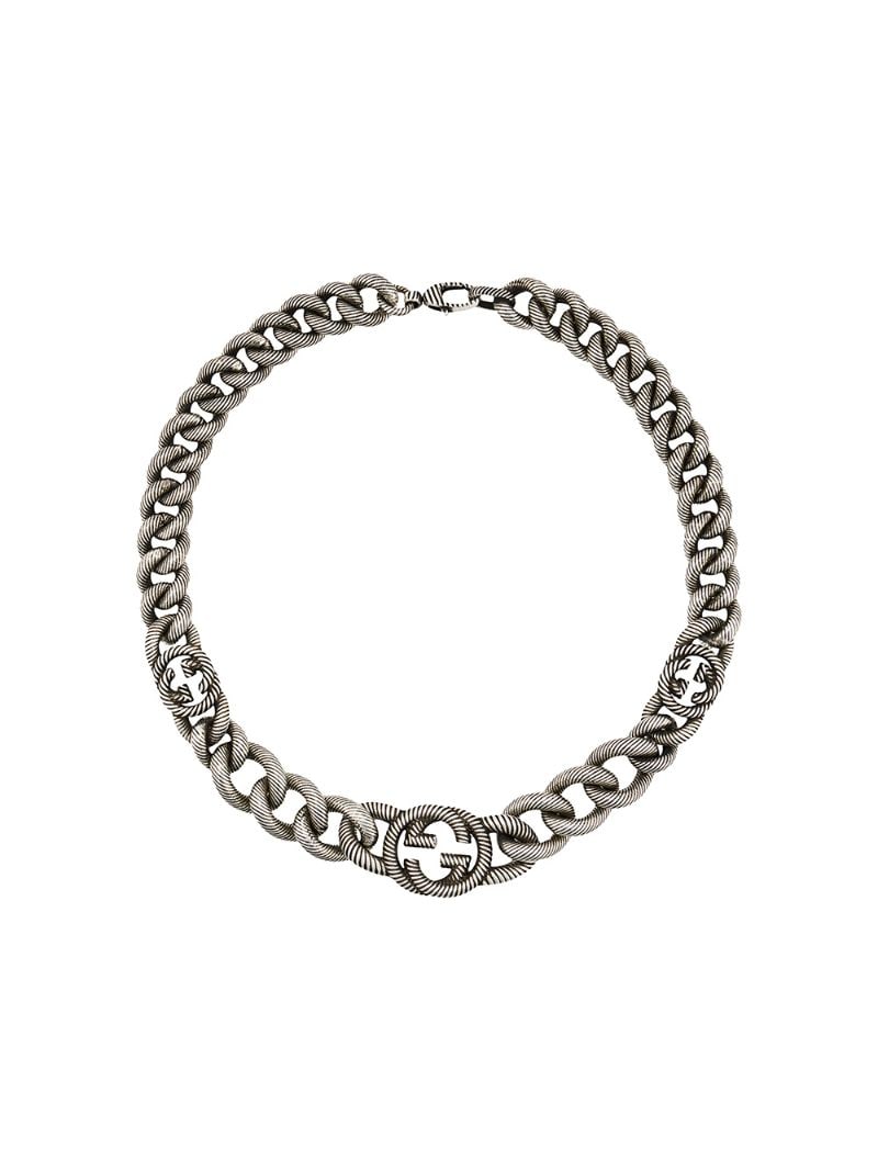 Gucci - logo clasp chain link bracelet - women - Sterling Silver Plated Brass - One Size - SILVER