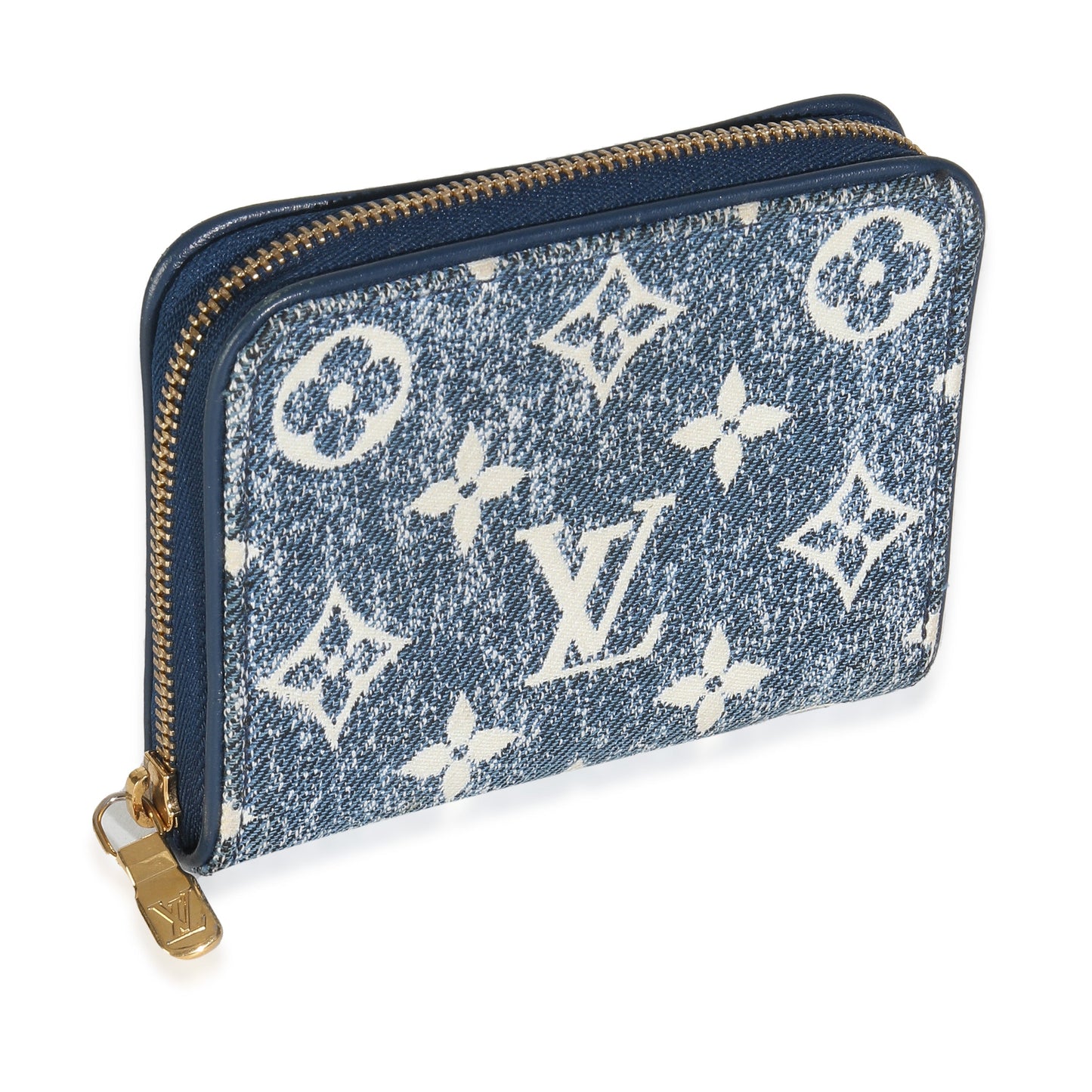 Louis Vuitton Bleu Jacquard Zippy Coin Purse Monogram Denim Wallet Case