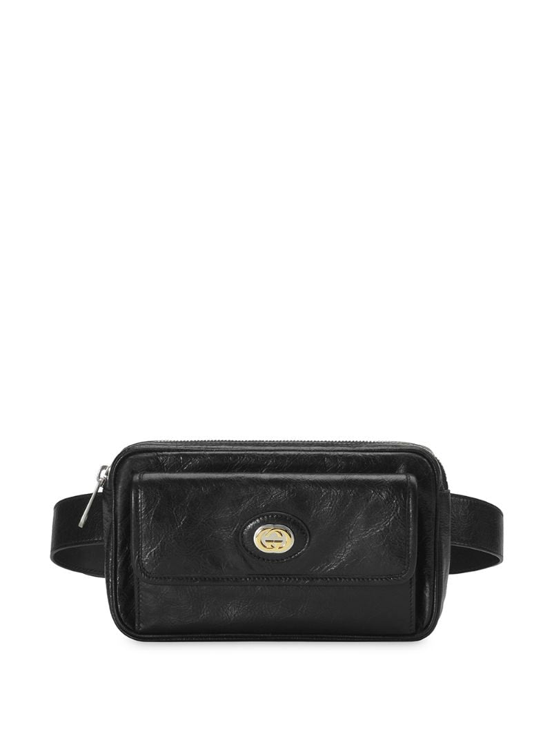 Gucci - Interlocking G belt bag - men - Cotton/Leather/metal - 85, 95, 90, 100 - Black