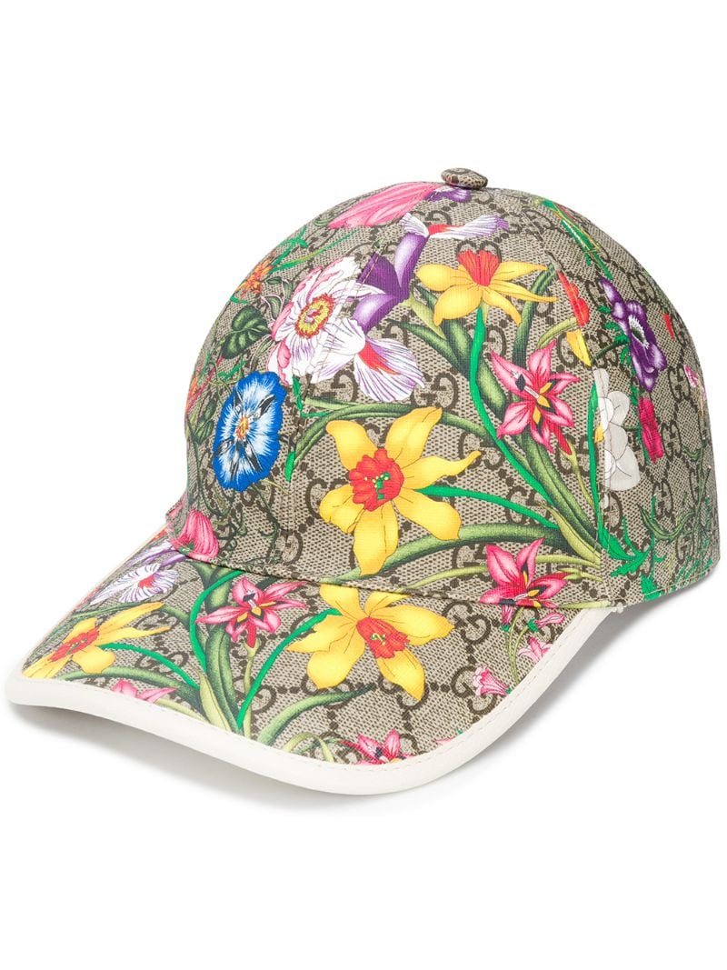 Gucci - GG Flora baseball cap - women - Cotton/Linen/Flax/LeatherPolyester - L - Brown