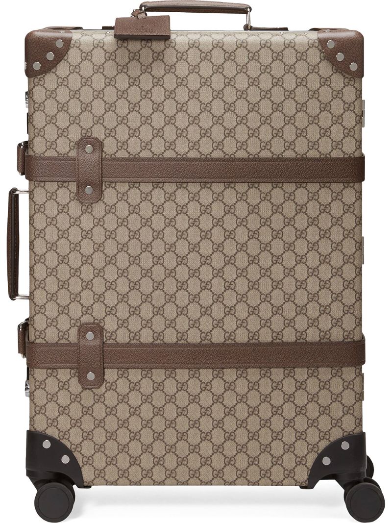 Gucci - x Globe-Trotter medium GG suitcase - women - Cotton/Leather/Canvas - One Size - Brown