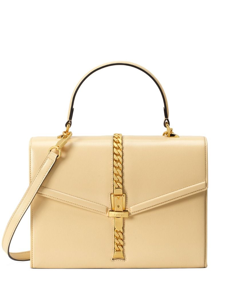 Gucci - small Sylvie 1969 tote bag - women - Leather/Gold Plated Metal - One Size - NEUTRALS