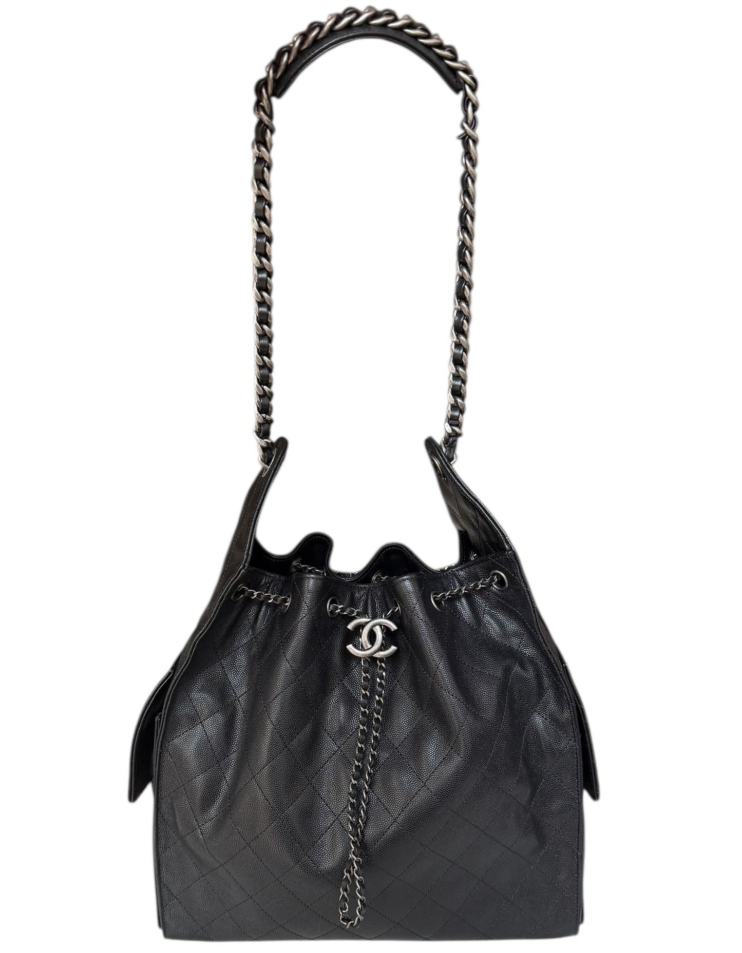 Chanel 2026 Black Leather Medium 25 Hobo