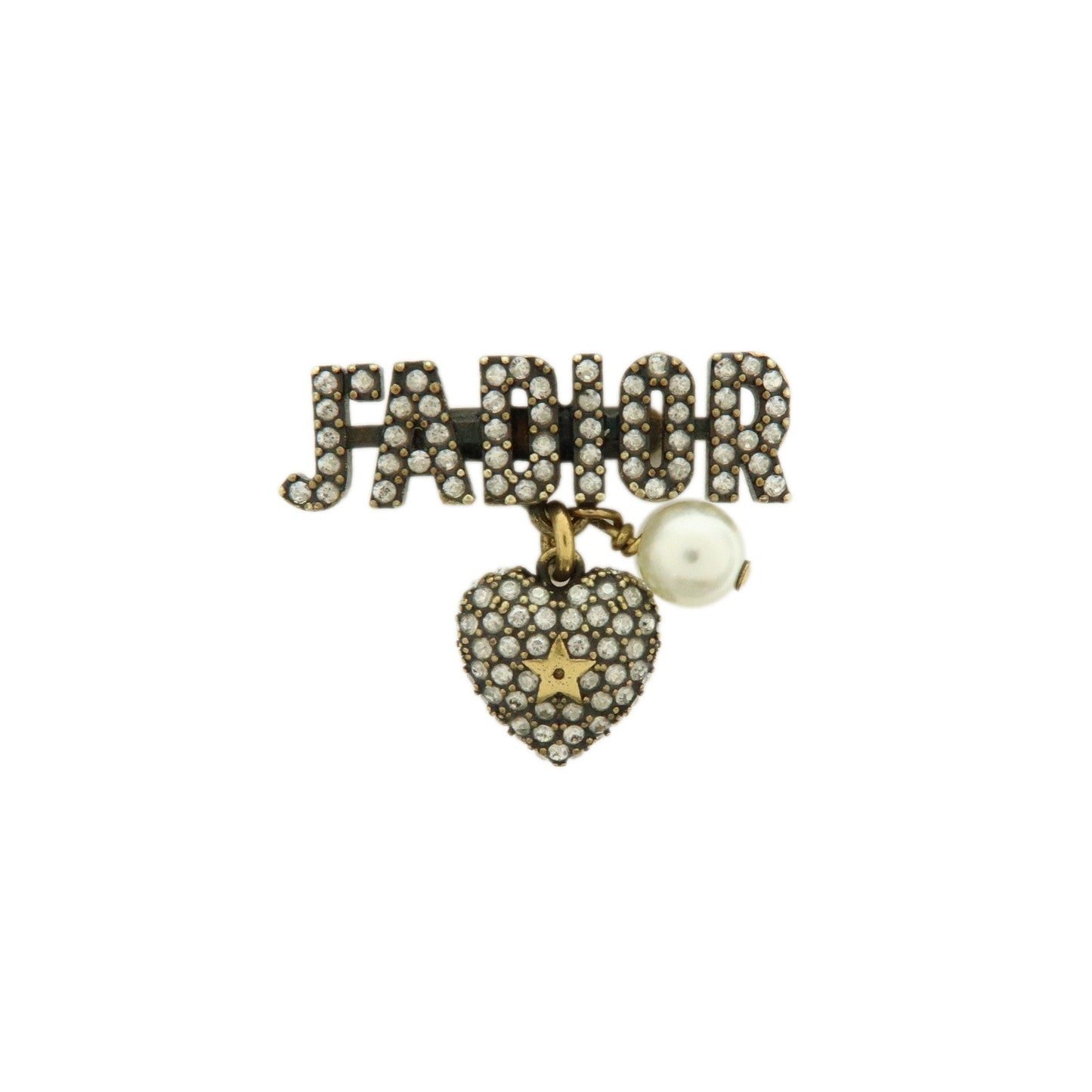 Dior Handbag Christian J'A Rhinestone Ring Metal Gold Jewelry