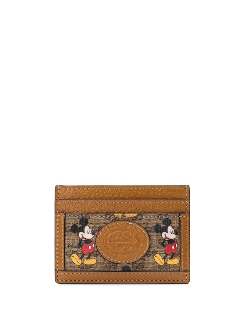 Gucci - x Disney GG and Mickey printed cardholder - women - Leather/Canvas - One Size - NEUTRALS