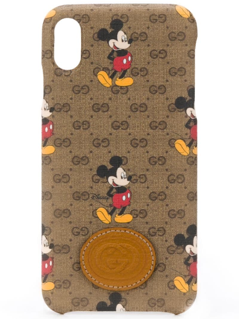 Gucci - x Disney Mickey Mo iPhone XS Max case - men - Calf Leather - One Size - Brown