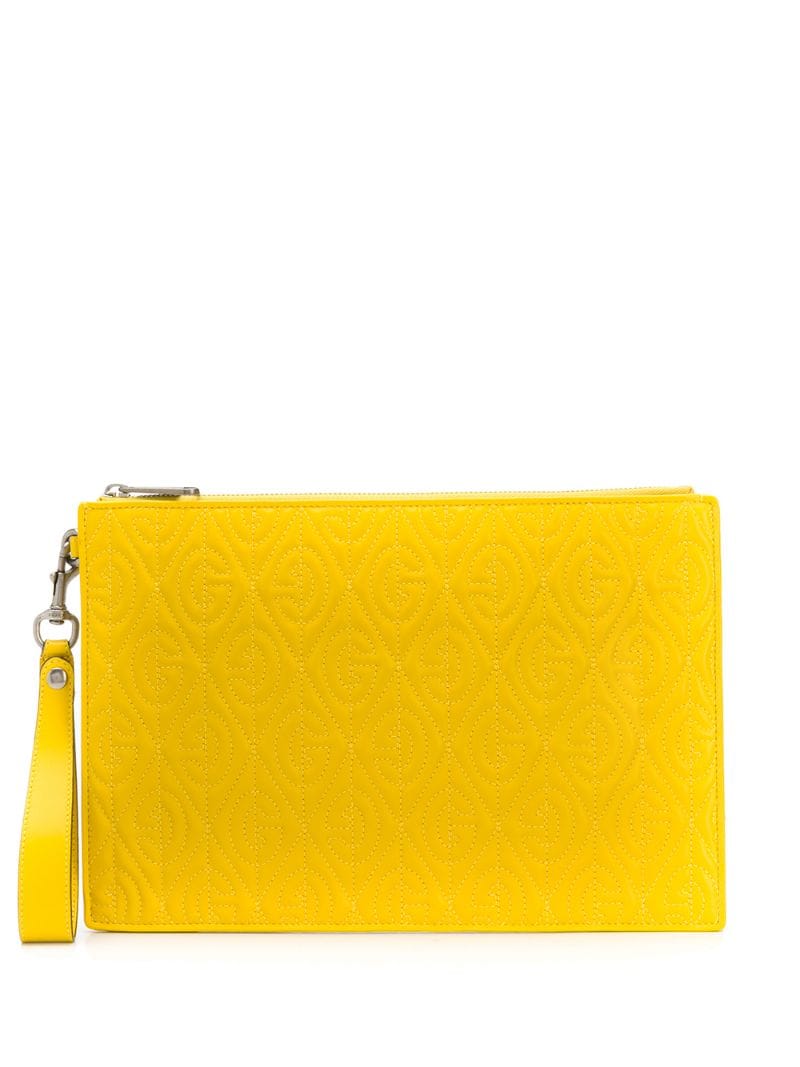 Gucci - logo-embossed clutch - men - Calf Leather - One Size - yellow